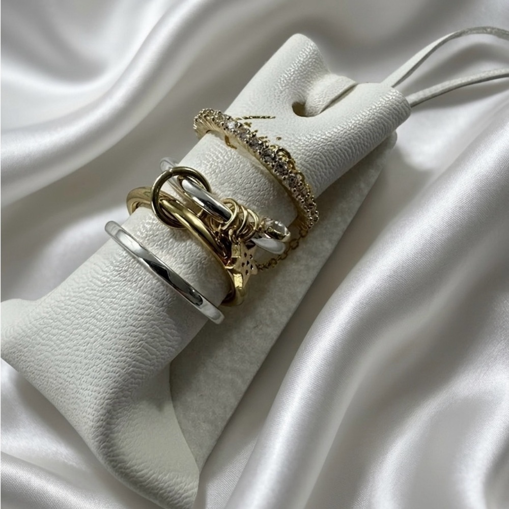 LOVISA Mixed Metal Cubic Zirconia Chain Ring